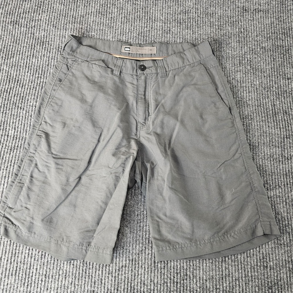 REI Shorts Mens 30 Gray Nylon Microfiber Chino Lightweight Travel Hiking